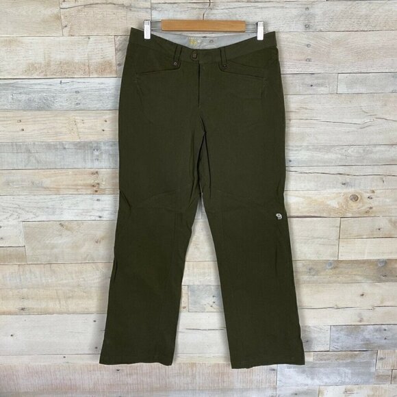 Mountain Hardwear Womens Straight Leg Pants Green Stretch Flat Front Pocket 8 R - Picture 1 of 8